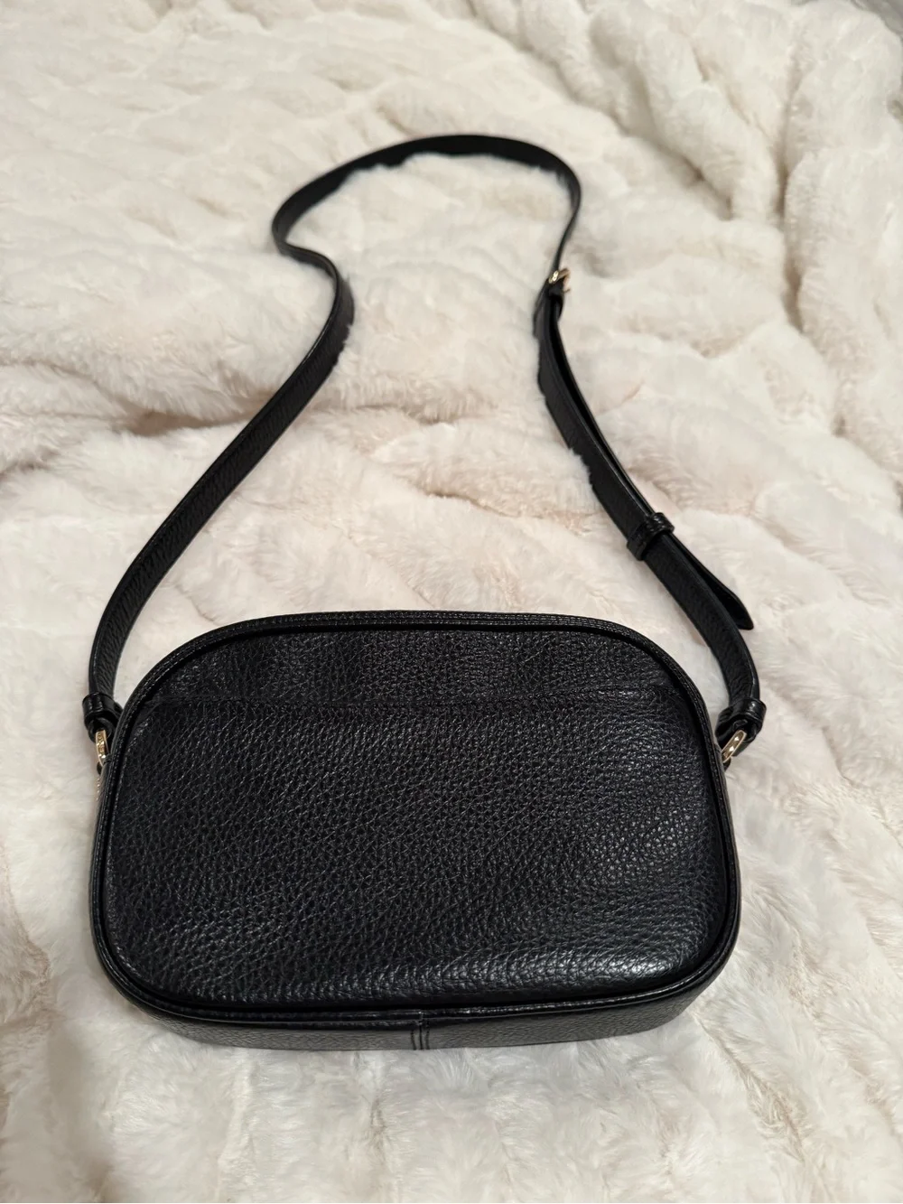 Coach Black Pebbled Leather Crossbody Bag with Gold Hardware